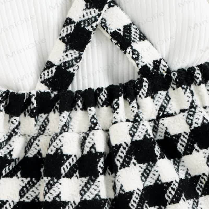 Baby Black White Plaid Suspender Skirt 2-piece Set - image 8