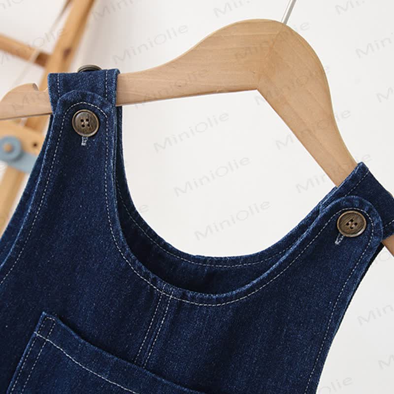 Baby Toddler Mushroom Denim Fleece Lined Overalls - image 4