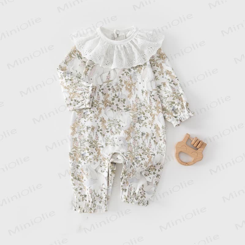 Baby Floral Lace Collar Romper - Pink - 18-24M - image 3