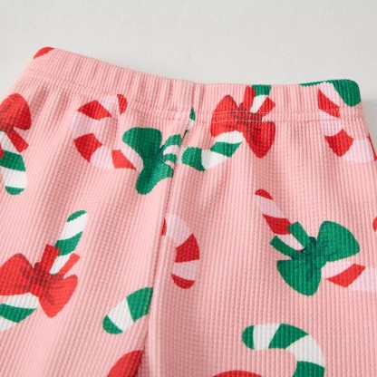 Baby Pink Candy Print Waffle 2-piece Set - image 5