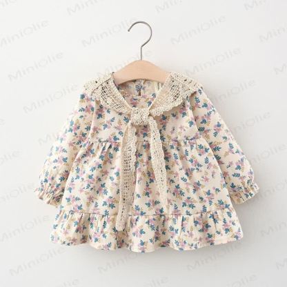 Baby Toddler Floral Dress with Shawl - Blue - 3-5T - image 5