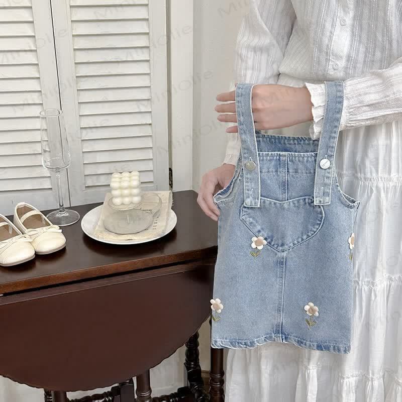 Toddler Kid Girl Sweet Flower Denim Suspender Dress - image 4