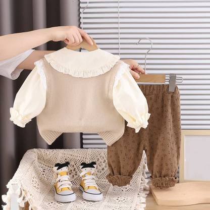 Baby Toddler Girls Carrot Ruffle Collar 3-piece Set - image 4