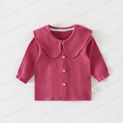 Baby Solid Color Shawl Cardigan T-shirt - Red - 2-3T - image 5