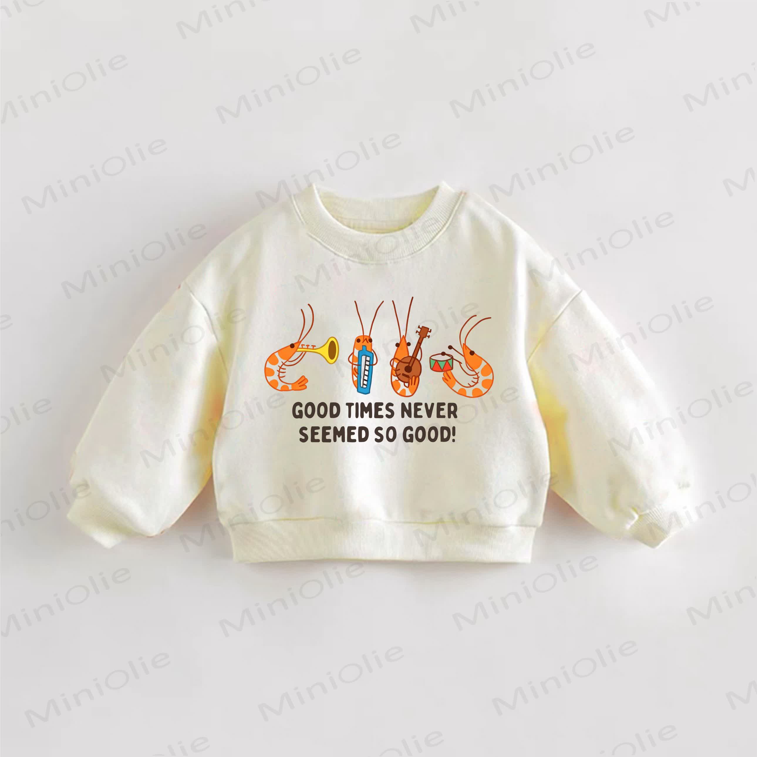 GOOD TIMES NEVER SEEMED SO GOOD! BABY Baby Toddle Shrimp Print Sweatshirt - Cream - 3-5T - image 1