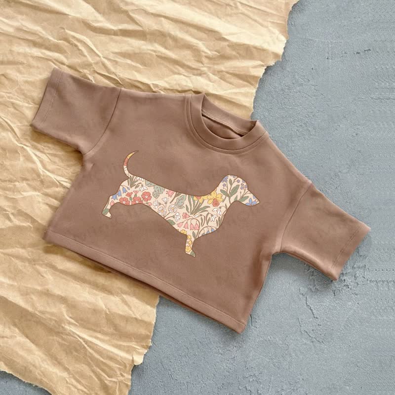 Baby Daschund Summer Casual T-Shirt - Brown - 2-3T - image 3
