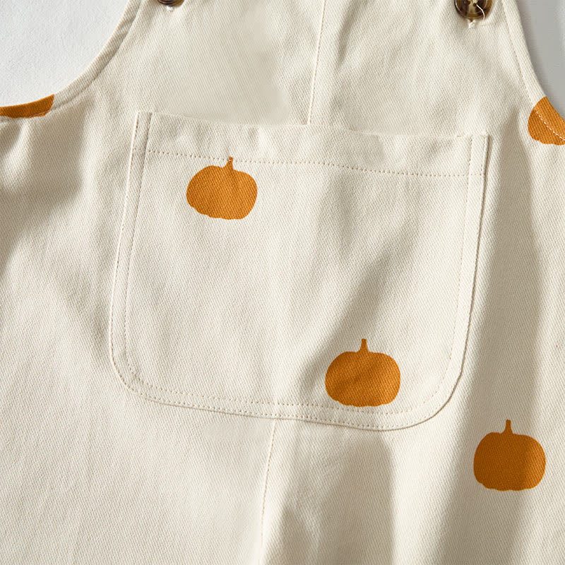 Baby Toddler Pumpkin Print Beige Overalls - image 5