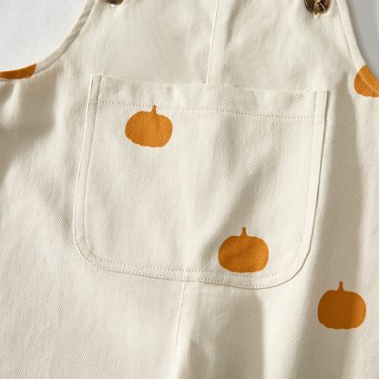 Baby Toddler Pumpkin Print Beige Overalls - image 5