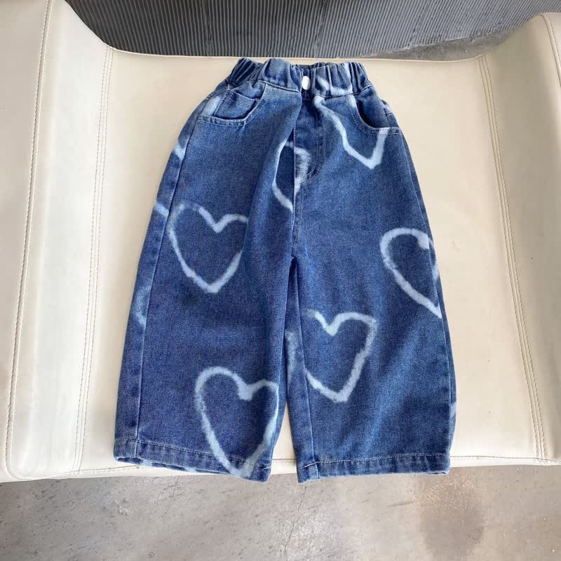 Toddler Lovely Heart Denim Loose Pants - Blue - 11-12T - image 14