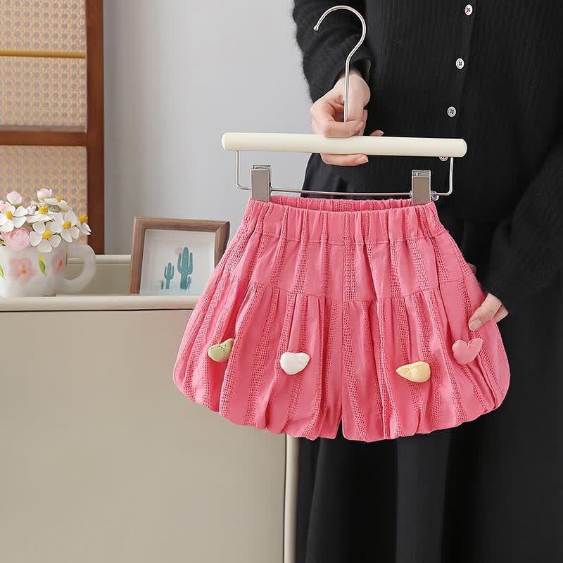 Baby Toddler Girls Cotton Heart Collection Textured Shorts - Crimson - 8-9T - image 3