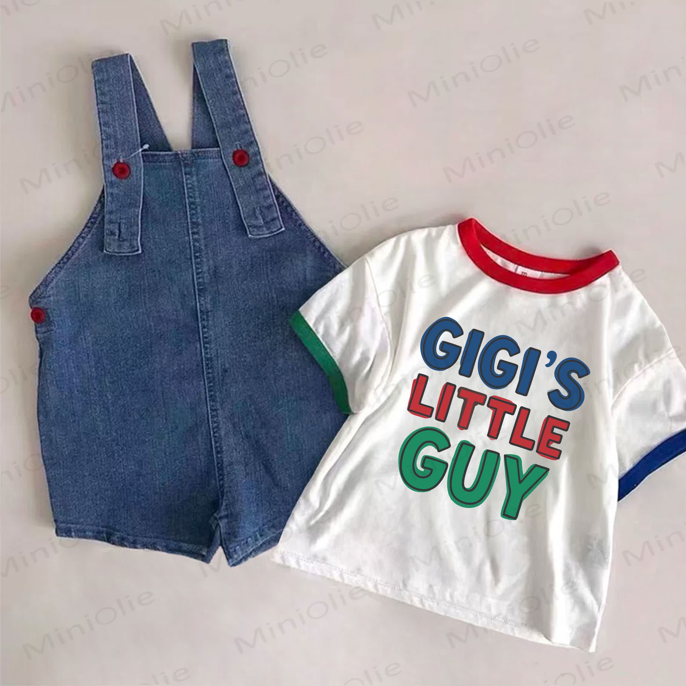 GIGI'S LITTLE GUY Baby Denim Blue Overalls and White Tee 2-piece Set - White&Blue - 2-3T - image 1