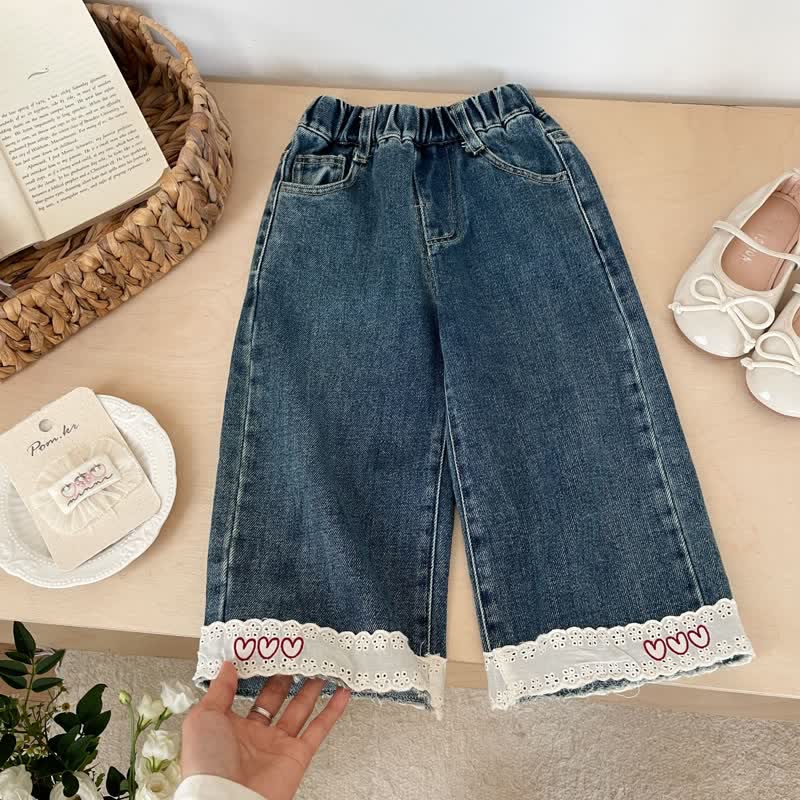 Toddler Heart Denim Lace Pants - image 2