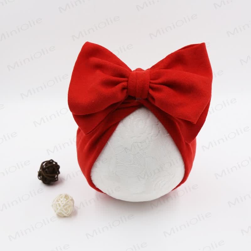 Baby Newborn Bow Solid Color Protector Hat - Red - image 3