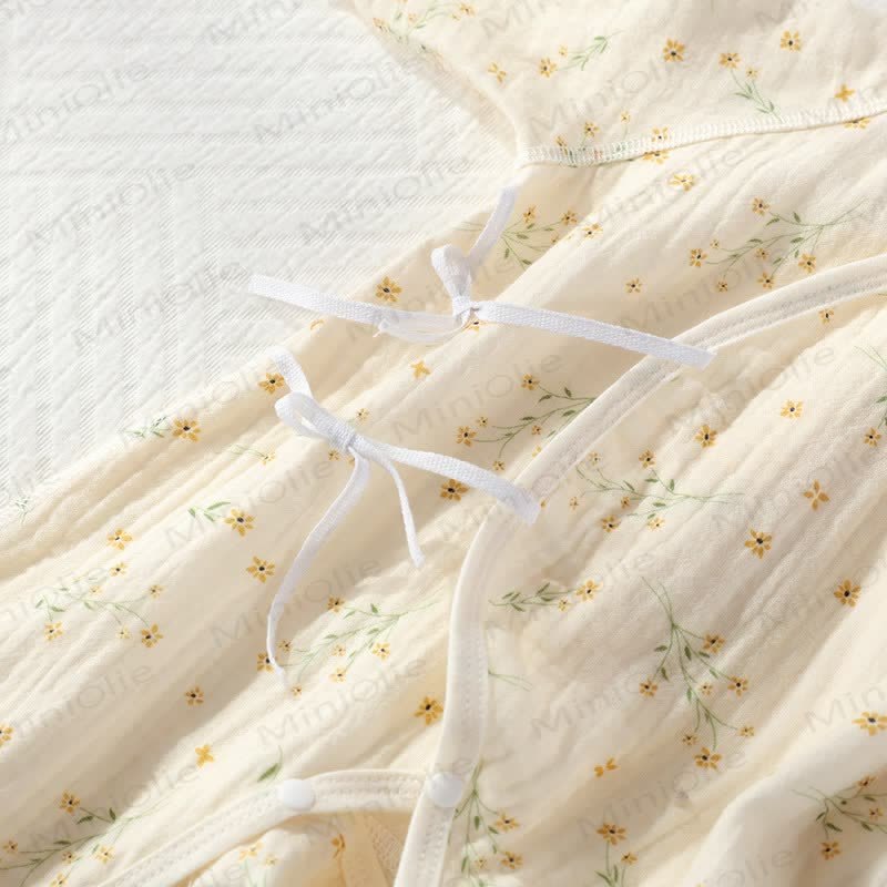 Baby Girl Orchid Daisy Beige Kimono Romper - image 8