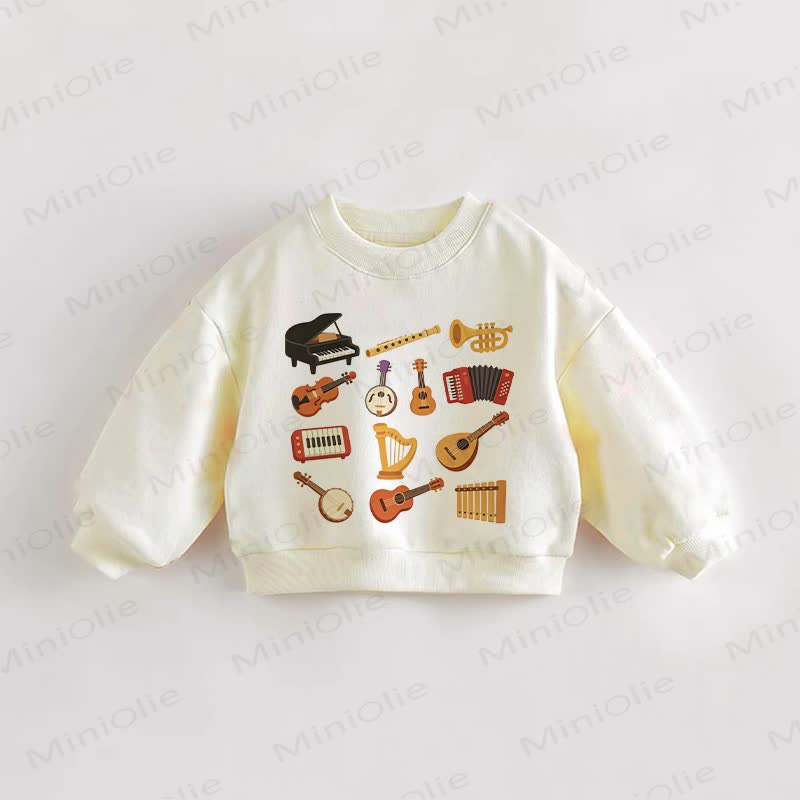 Baby Toddler Musical Instrument Print Sweatshirt - Cream - 3-5T - image 1
