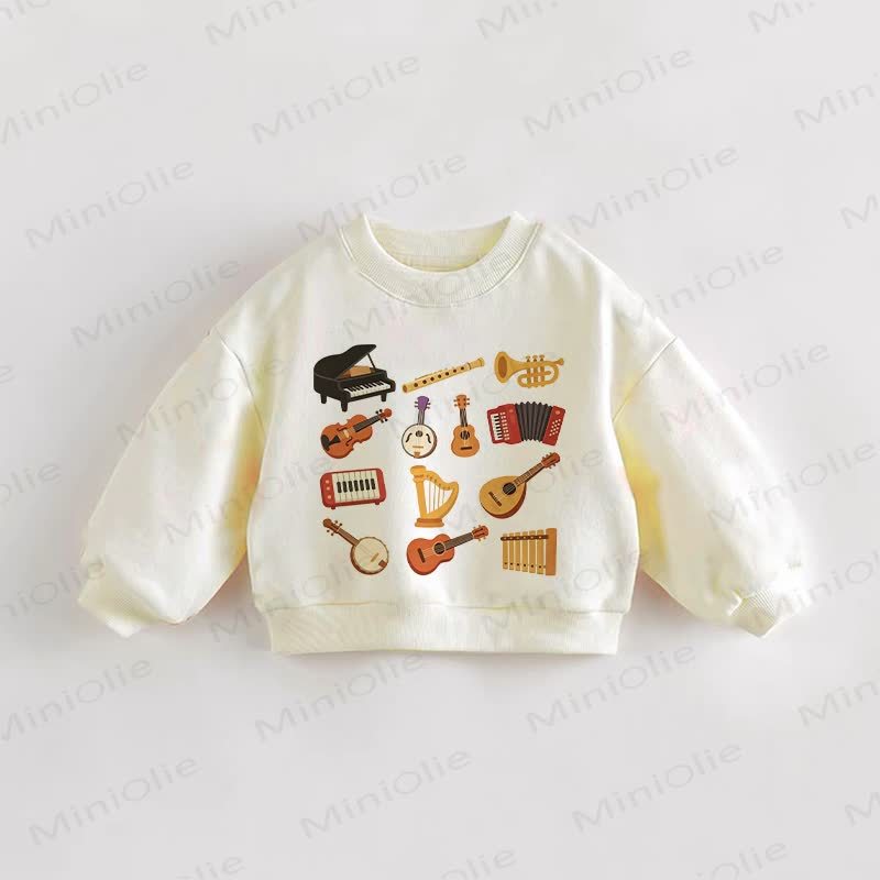 Baby Toddler Musical Instrument Print Sweatshirt - Cream - 3-5T - image 1