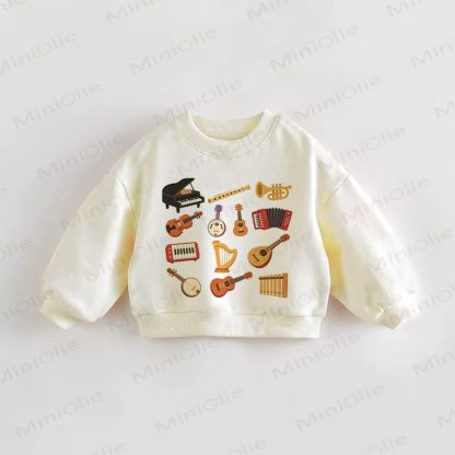 Baby Toddler Musical Instrument Print Sweatshirt - Cream - 3-5T - image 1