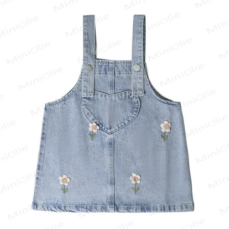 Toddler Kid Girl Sweet Flower Denim Suspender Dress - image 5