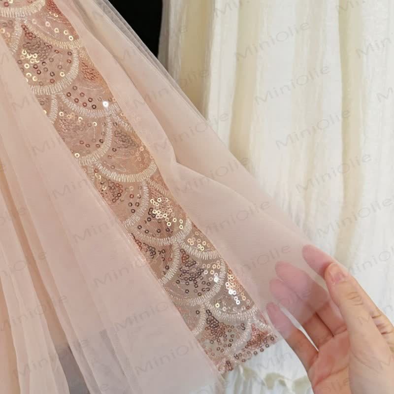 Toddler Kid Girl Sequin Mesh Flying Sleeves Dress - image 9