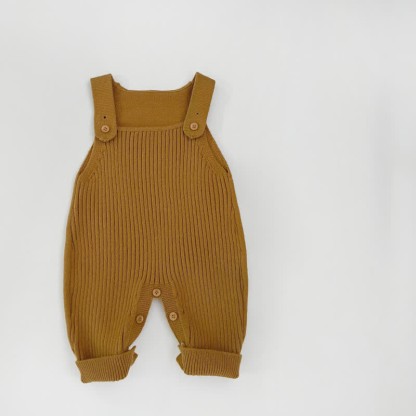 Baby Solid Color Knitted Overalls - Yellow - 2-3T - image 6