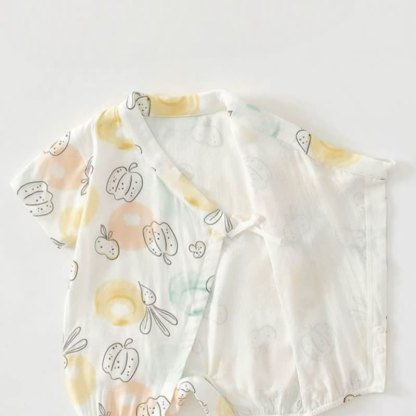 Baby White Fruit/Vegetable/Food Summer Wrap Front Romper - image 5