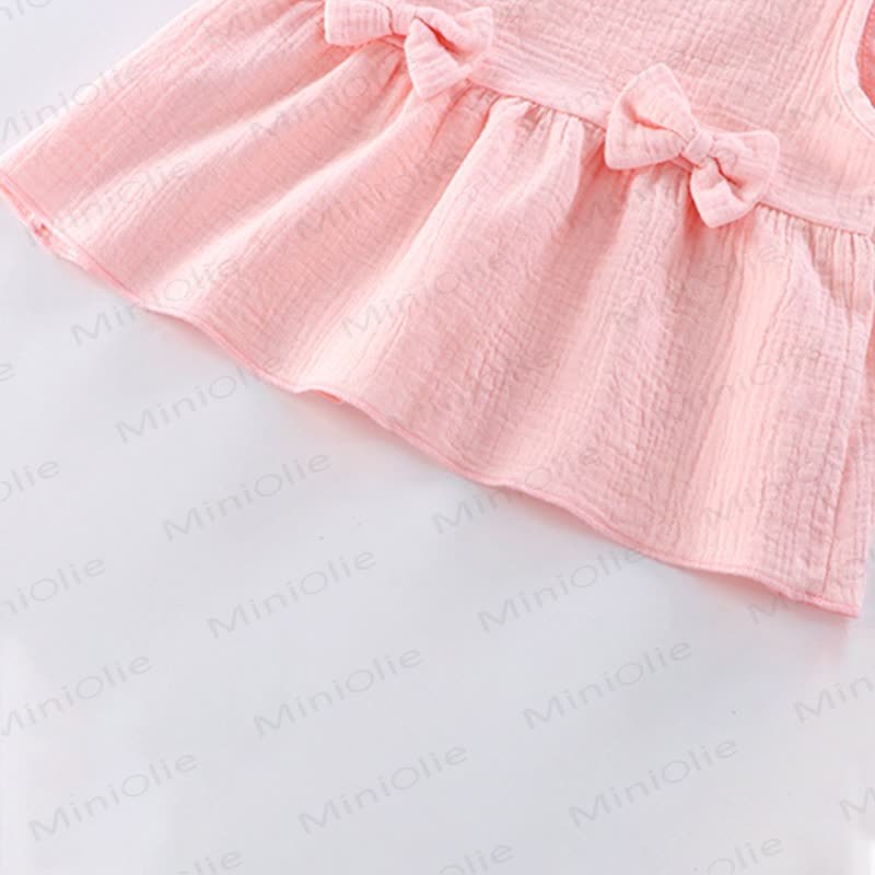 Toddler Girl Cotton Ruffle Solid Color Tank Top and Shorts Set  - image 9