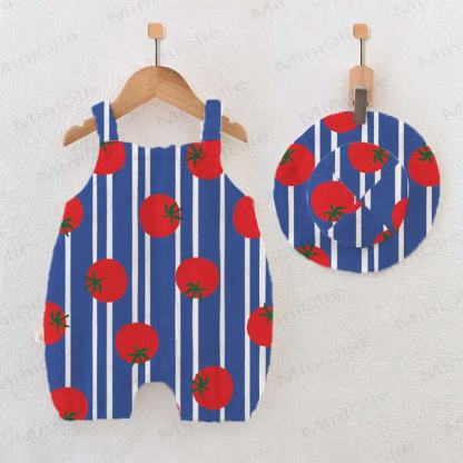 Baby Plaid Tomato Romper with Hat - Blue - 18-24M - image 1