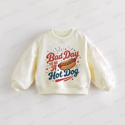 BAD DAY TO BE A HOT DOG Baby Toddler Cream Sweatshirt - Cream - 3-5T - image 1