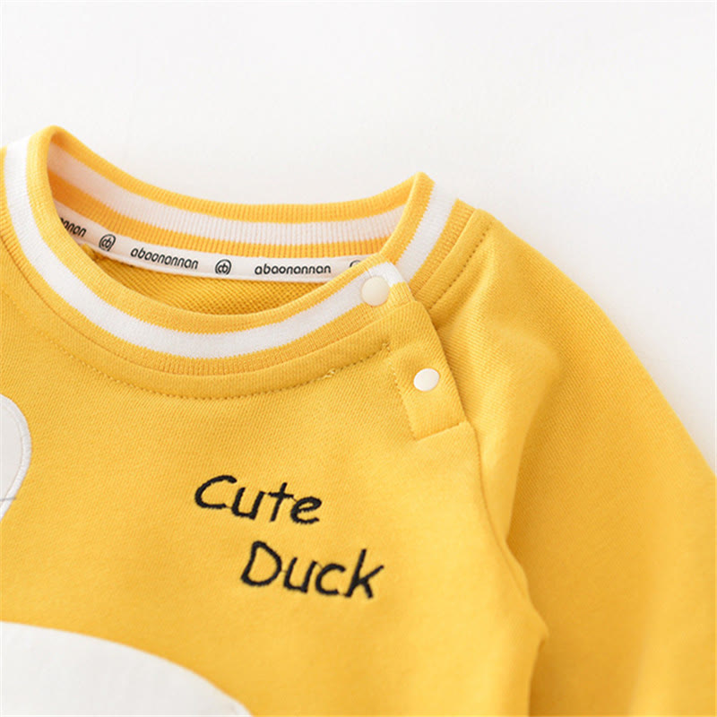  CUTE DUCK Baby Yellow Sweatshirt Romper - image 9