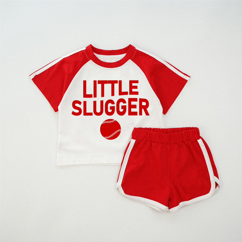 LITTLE SLUGGER BABE Baby Red Raglan T-shirt Set - Red - 2-3T - image 1