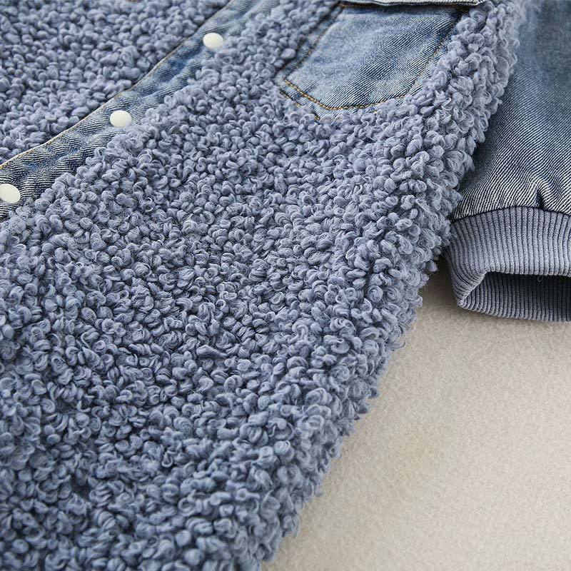 Baby Denim Blue Warm Fleece Romper - image 7