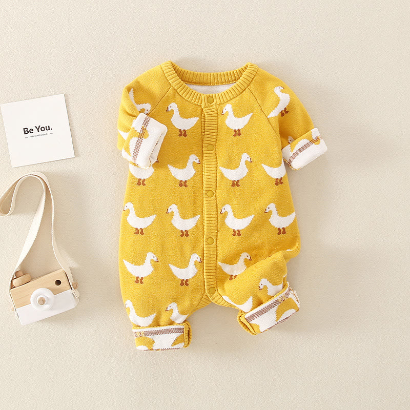  Baby Knitted Goose Yellow Romper - image 1