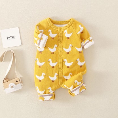  Baby Knitted Goose Yellow Romper - image 1