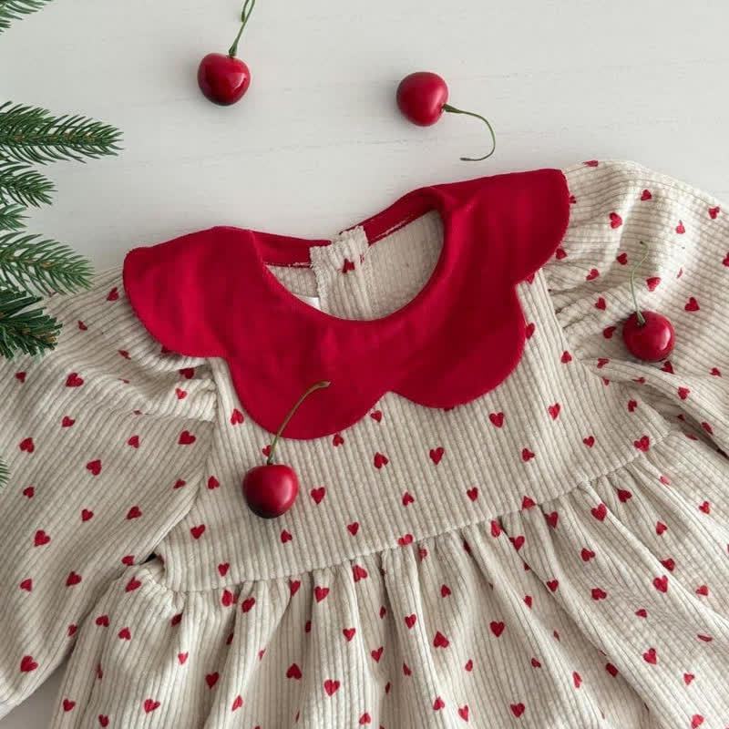 Baby Toddler Girl Cord Love Puff Sleeves Dress - image 5