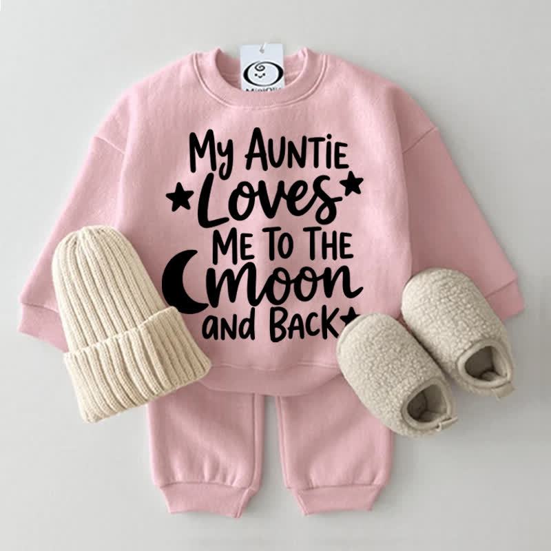 MY AUNTIE LOVES ME TO THE MOON AND BACK Baby Sweatshirt 2-piece Set - Pink - 2-3T - image 3