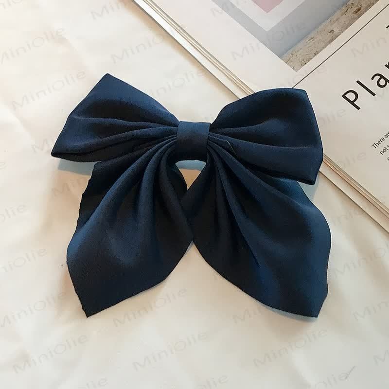 1PC Baby Plain Bow Hair Clip - Dark Blue - image 12