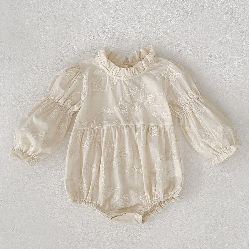 Baby Embroidered Solid Color Bodysuit - Beige - 18-24M - image 10