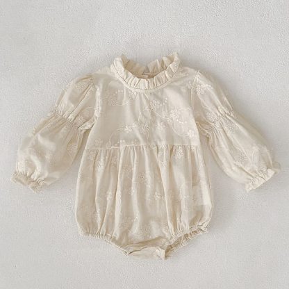 Baby Embroidered Solid Color Bodysuit - Beige - 18-24M - image 10
