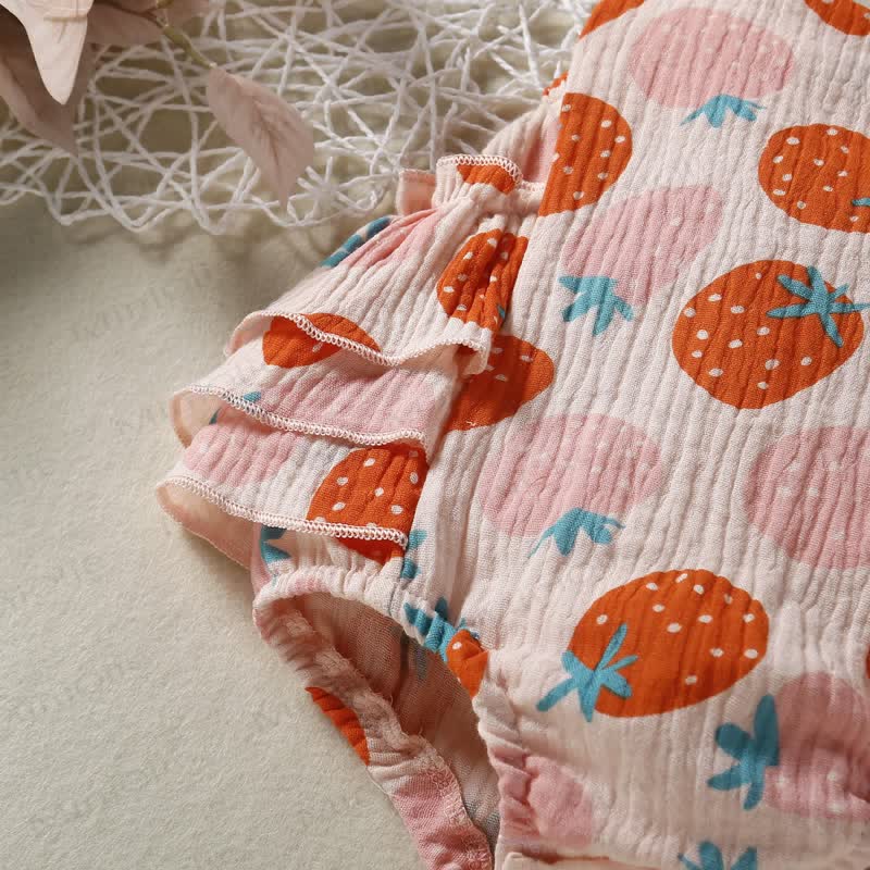 Baby Strawberry Strap Bodysuit with Headband - image 5