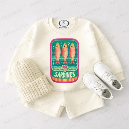SARDINES Baby Cream White Sweatshirt and Shorts 2-piece Set - Cream White - 3-4T - image 1