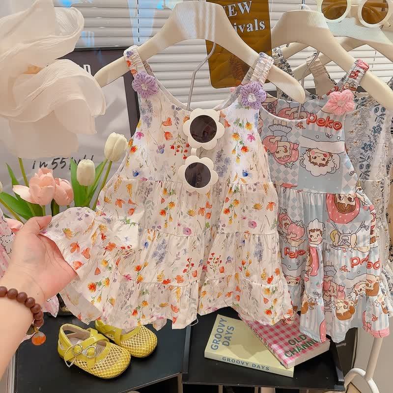 Toddler Girl Floral Cami Dress - Yellow Floral - 10-11T - image 5