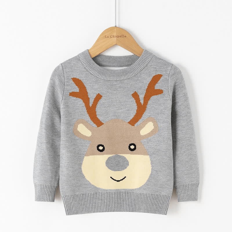 Toddler Boy Deer Warm Sweater - Grey - 7-9T - image 2