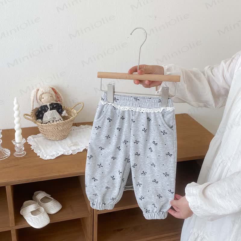 Baby Girl Bowknot Jogger Pants - Grey - 12-24M - image 19