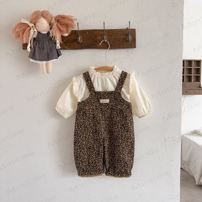 Baby Leopard Overalls or Beige Top - image 3