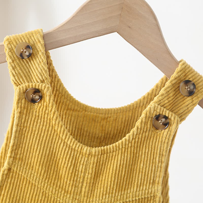 Toddler Solid Color Corduroy Neutral Overalls - image 5