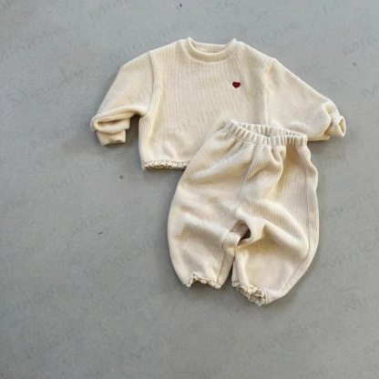 Baby Toddler Heart Flower 2-piece Set - Beige - 4-5Y - image 4