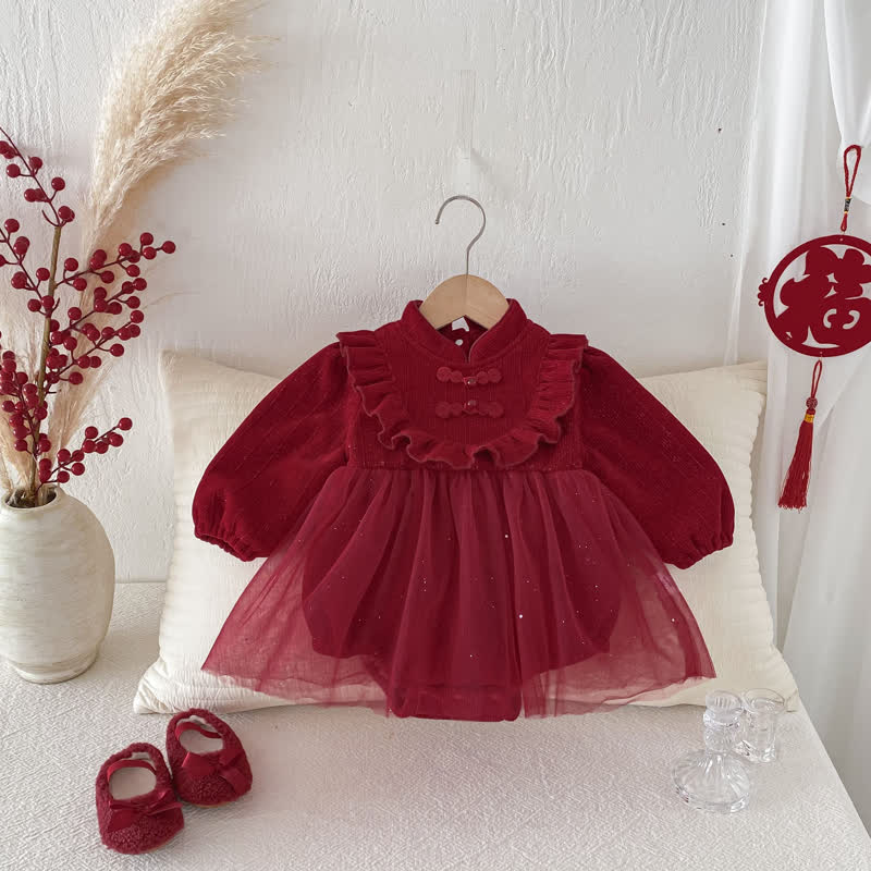 Baby Knot Button Fleece Lined Mesh Bodysuit - image 8