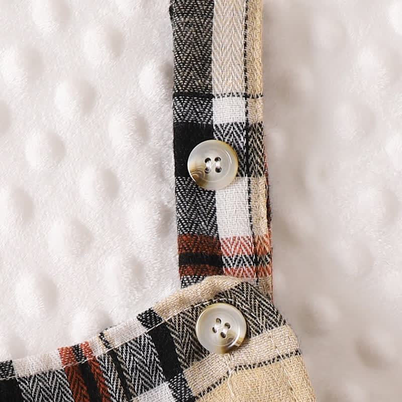 Baby Girl Bow Plaid Flying Sleeves Romper Knit Dress - image 5