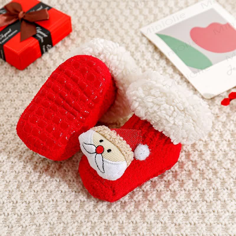 Baby Santa Claus Tree Reindeer Sherpa Floor Socks - Santa Claus - 1-3T - image 10