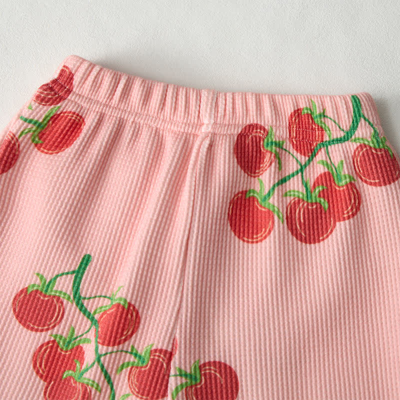 Baby Tomato Print Pink Waffle Sweatshirt 2-piece Set - image 5